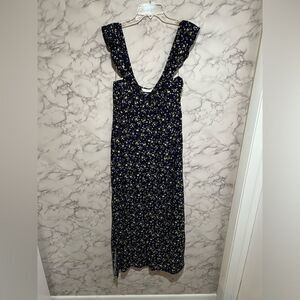 Lush Navy Floral Midi Dress Size XL